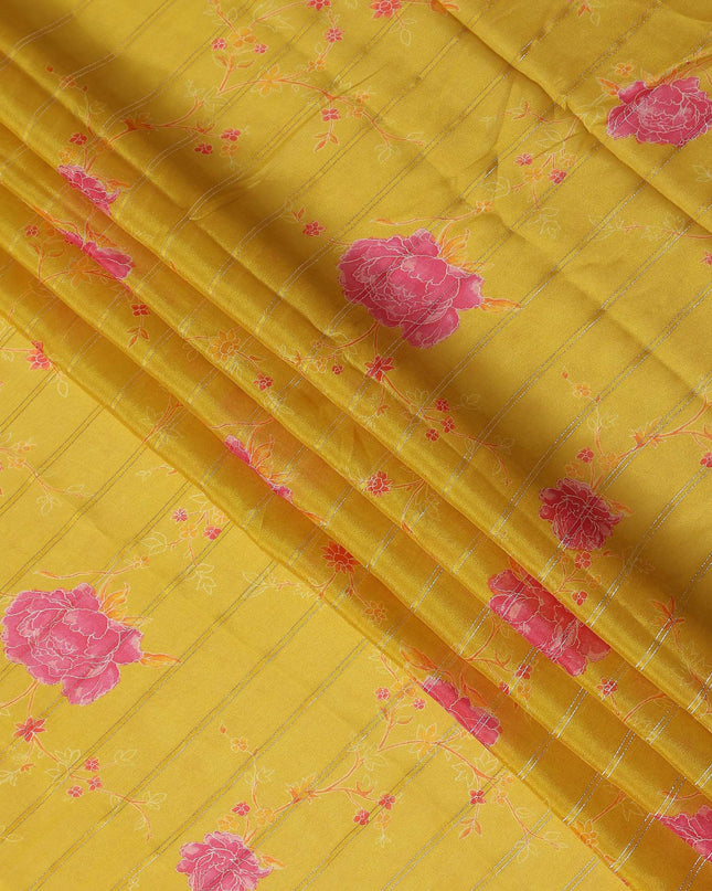 Amber Yellow Bouquet Chiffon Fabric