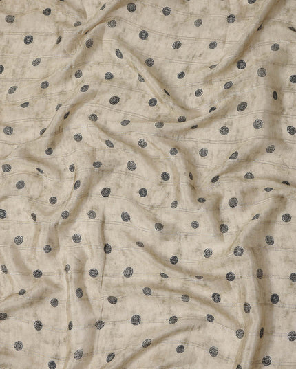 Champagne Beige Dot Synthetic Chiffon Fabric