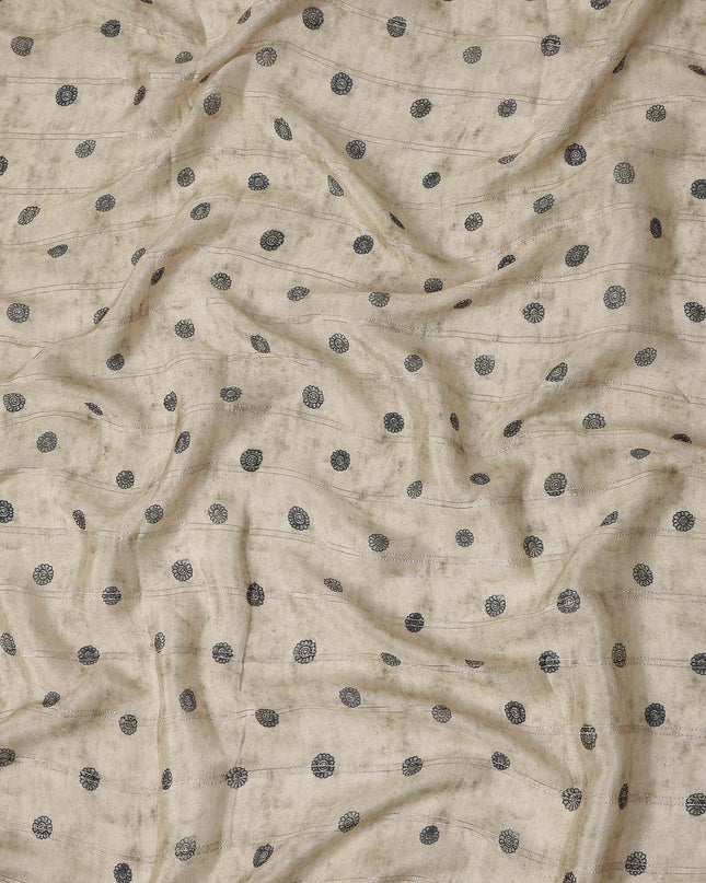 Champagne Beige Dot Synthetic Chiffon Fabric