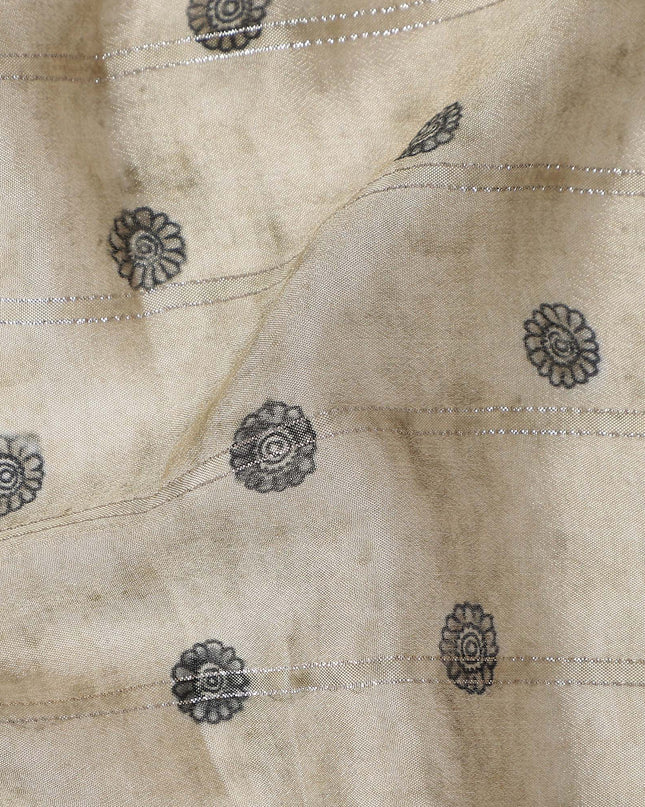 Champagne Beige Dot Synthetic Chiffon Fabric