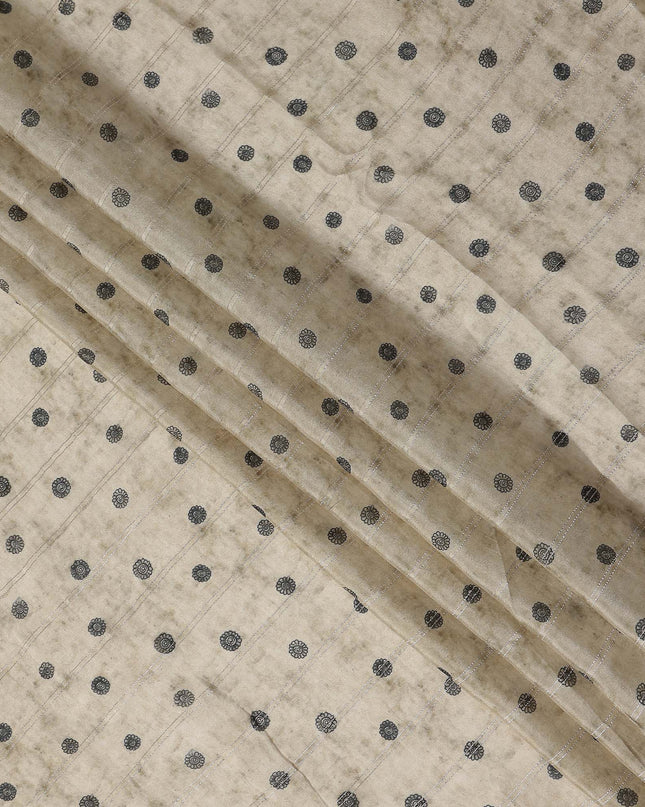 Champagne Beige Dot Synthetic Chiffon Fabric