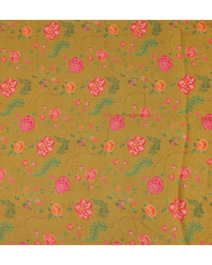 Mustard Yellow Bouquet Chiffon Fabric