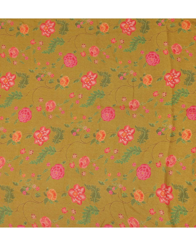 Mustard Yellow Bouquet Chiffon Fabric