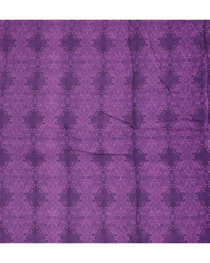 Plum Purple Self Design Synthetic Chiffon Fabric