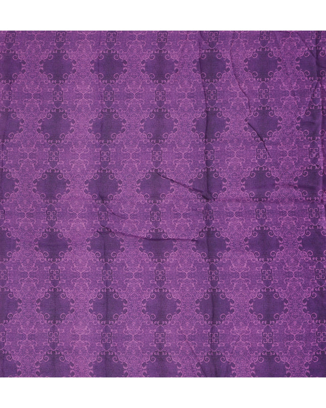 Plum Purple Self Design Synthetic Chiffon Fabric