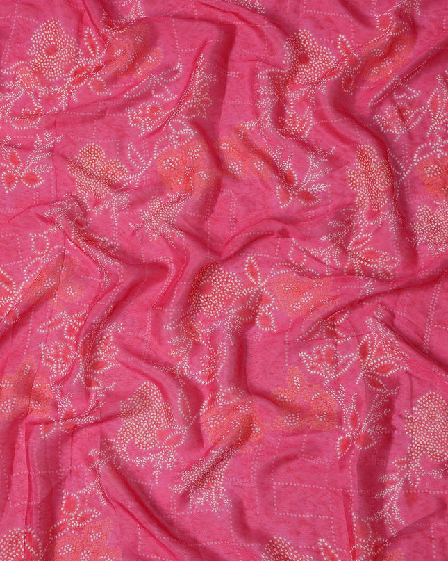 Magenta Pink Batik Chiffon Fabric