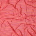 Coral Pink Stripe Synthetic Chiffon Fabric