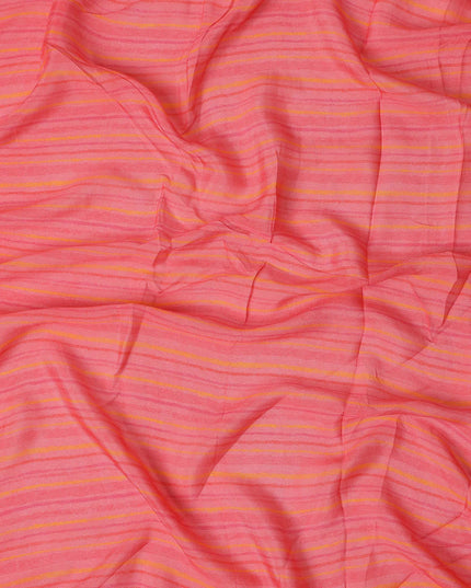 Coral Pink Stripe Synthetic Chiffon Fabric