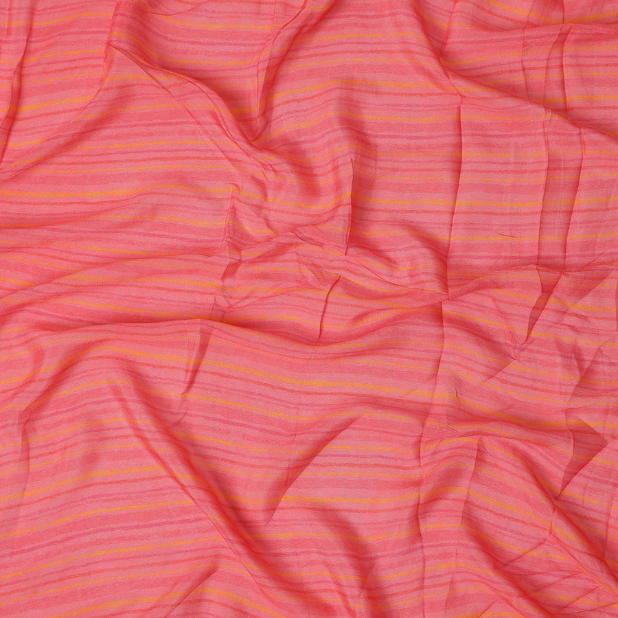 Coral Pink Stripe Synthetic Chiffon Fabric