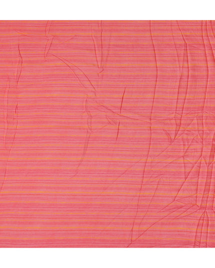 Coral Pink Stripe Synthetic Chiffon Fabric