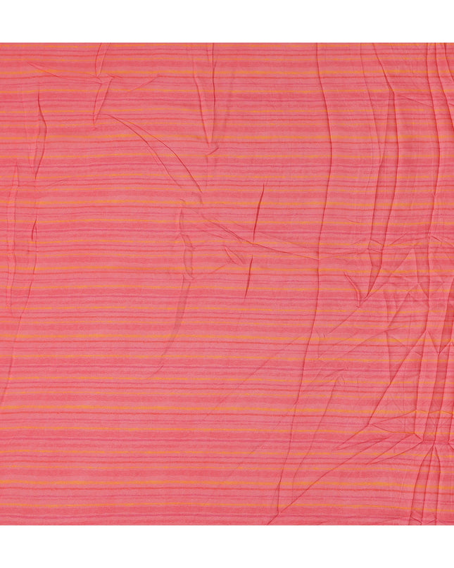 Coral Pink Stripe Synthetic Chiffon Fabric