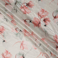 Ivory White Floral Synthetic Chiffon Fabric