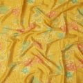 Golden Yellow Floral Synthetic Chiffon Fabric