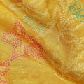 Golden Yellow Floral Synthetic Chiffon Fabric
