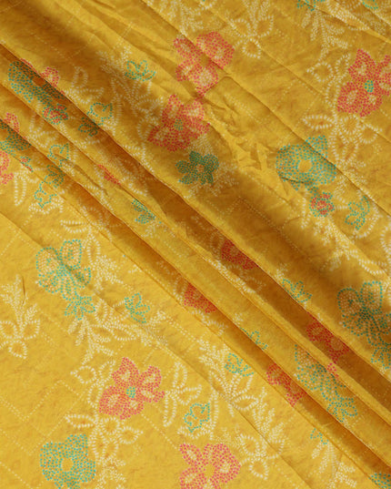 Golden Yellow Floral Synthetic Chiffon Fabric