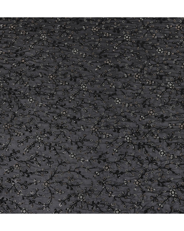 Jet Black Pure Silk Georgette Fabric 110cm