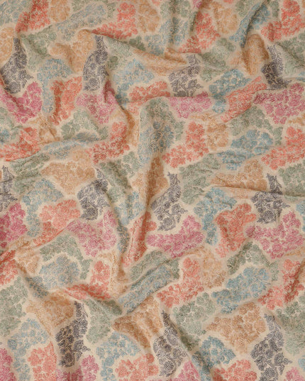 Multicolor Paisley Cotton Voile Embroidery Fabric 110cm India