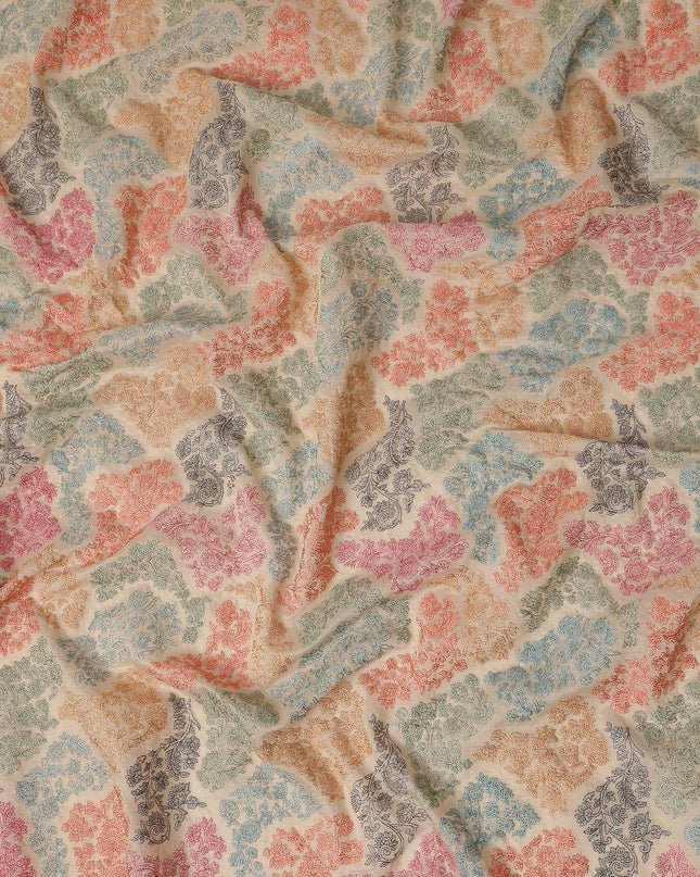 Multicolor Paisley Cotton Voile Embroidery Fabric 110cm India