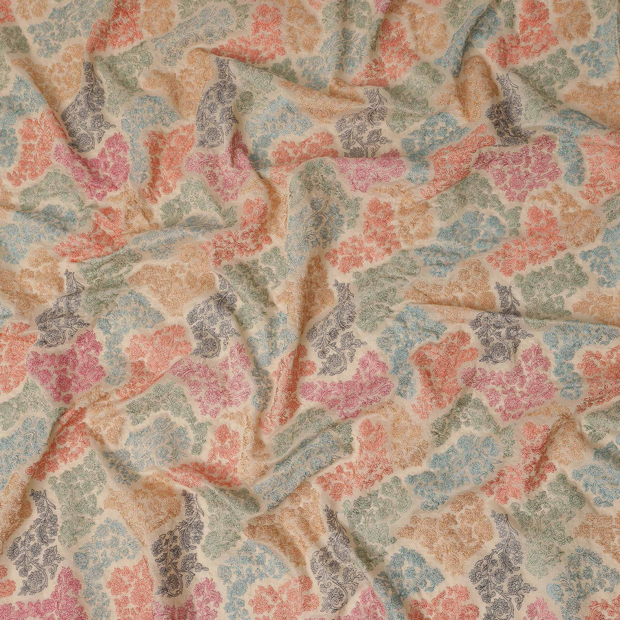 Multicolor Paisley Cotton Voile Embroidery Fabric 110cm India