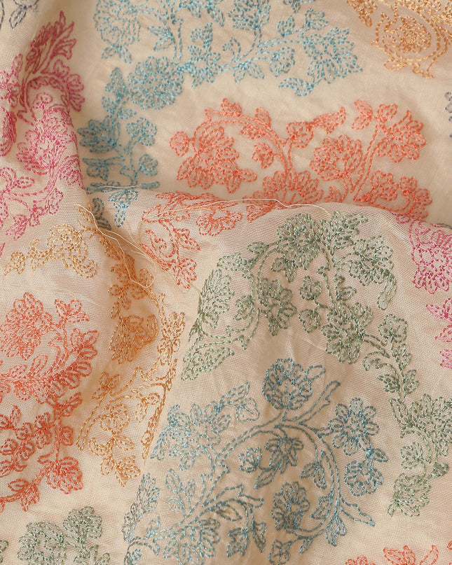 Multicolor Paisley Cotton Voile Embroidery Fabric 110cm India