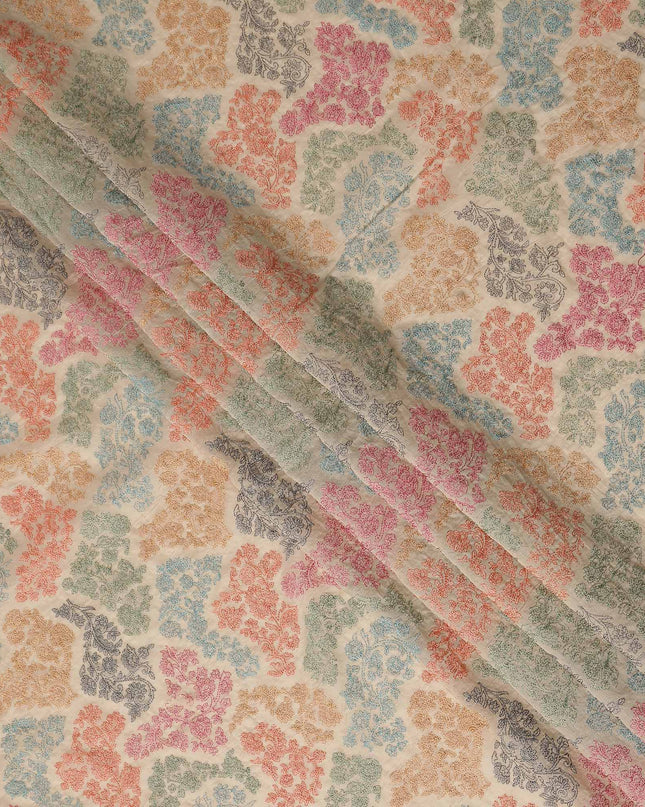 Multicolor Paisley Cotton Voile Embroidery Fabric 110cm India