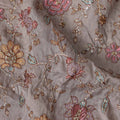 Brown Floral Embroidery Tussar Silk Fabric 110cm India
