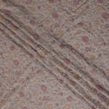 Brown Floral Embroidery Tussar Silk Fabric 110cm India