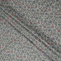 Grey Floral Embroidery Tussar Silk Fabric 110cm India