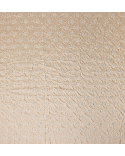 Beige Diamond Floral Cotton Voile Embroidery Fabric 110cm India
