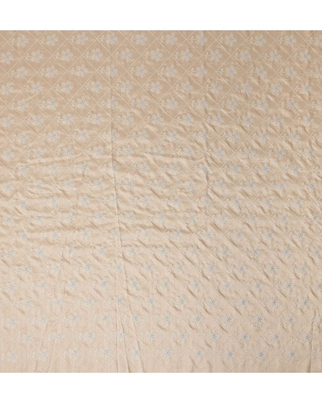 Beige Diamond Floral Cotton Voile Embroidery Fabric 110cm India
