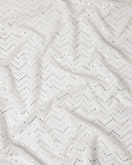 Snow White Pure Silk Georgette Fabric 110cm