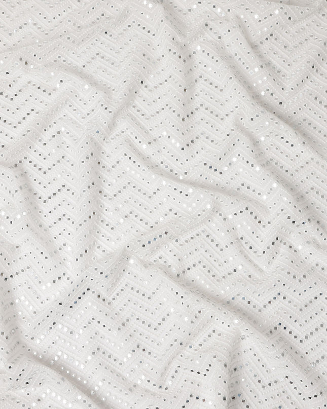 Snow White Pure Silk Georgette Fabric 110cm