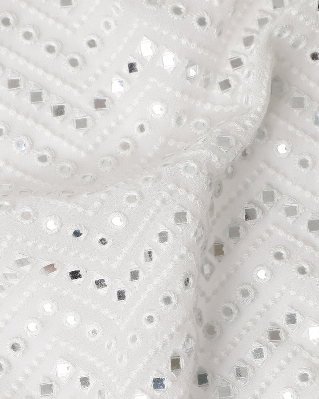 Snow White Pure Silk Georgette Fabric 110cm