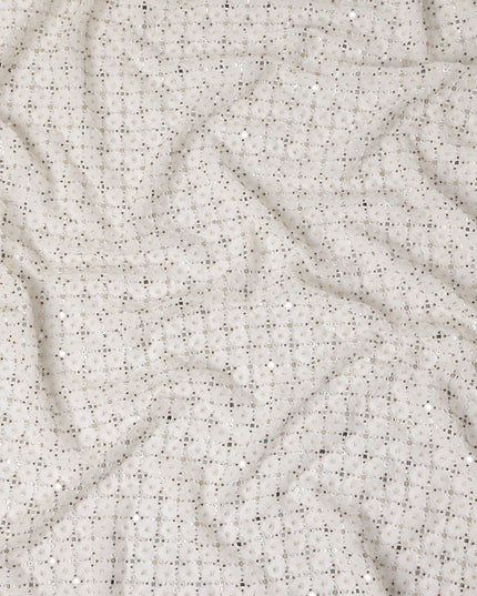 Pearl Ivory Pure Silk Georgette Fabric 110cm