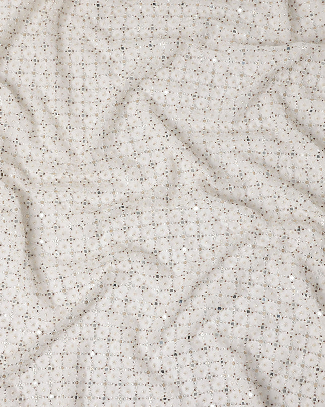 Pearl Ivory Pure Silk Georgette Fabric 110cm