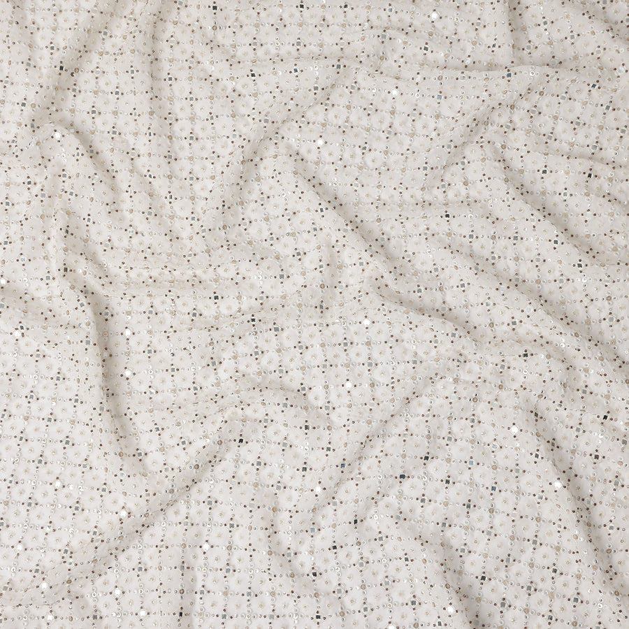 Pearl Ivory Pure Silk Georgette Fabric 110cm