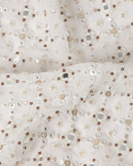 Pearl Ivory Pure Silk Georgette Fabric 110cm