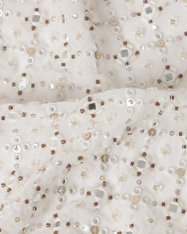 Pearl Ivory Pure Silk Georgette Fabric 110cm