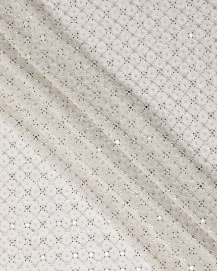 Pearl Ivory Pure Silk Georgette Fabric 110cm