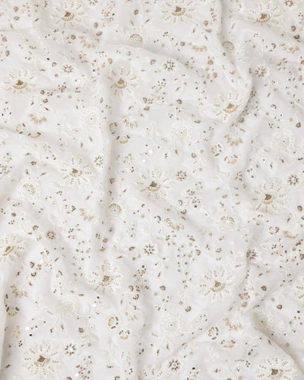 Cream Ivory Pure Silk Georgette Fabric 110cm