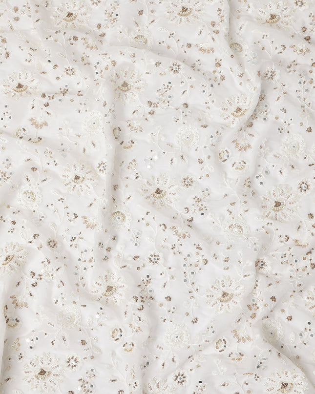 Cream Ivory Pure Silk Georgette Fabric 110cm