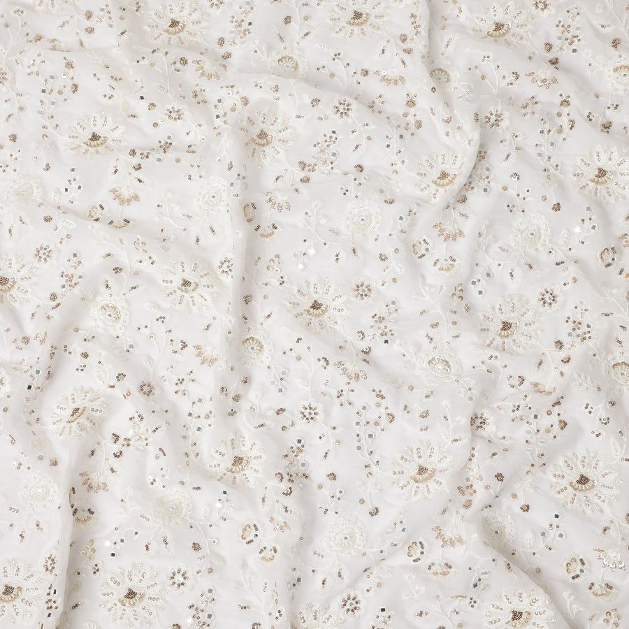 Cream Ivory Pure Silk Georgette Fabric 110cm