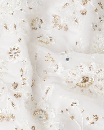 Cream Ivory Pure Silk Georgette Fabric 110cm
