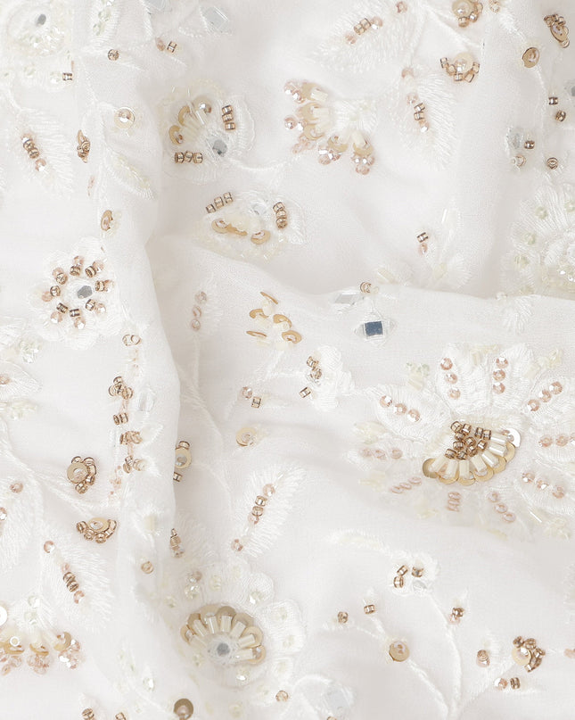 Cream Ivory Pure Silk Georgette Fabric 110cm