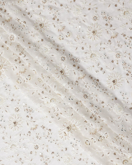 Cream Ivory Pure Silk Georgette Fabric 110cm