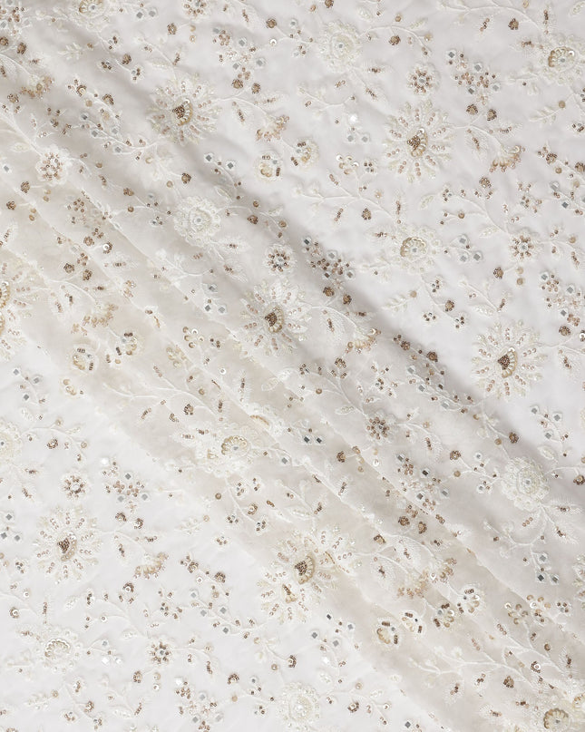 Cream Ivory Pure Silk Georgette Fabric 110cm