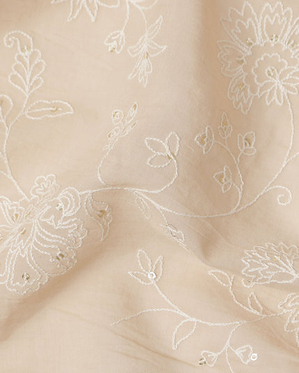 Beige Self Cotton Voile Fabric 110cm India