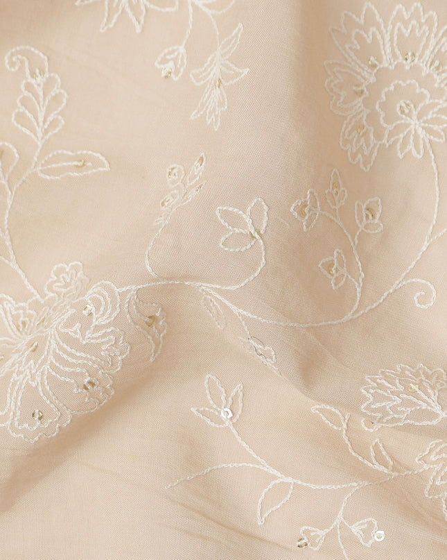 Beige Self Cotton Voile Fabric 110cm India