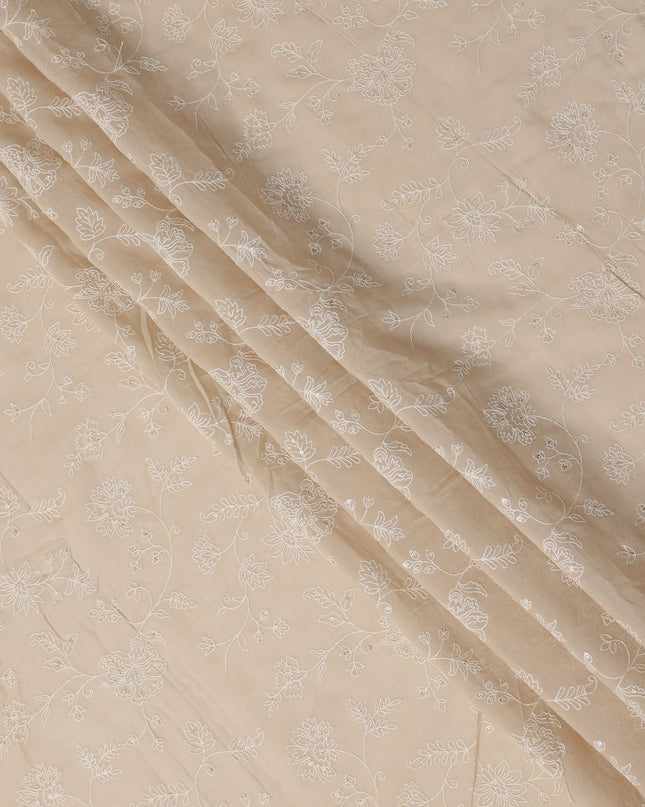 Beige Self Cotton Voile Fabric 110cm India