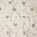 White Floral Cotton Voile Fabric 110cm India
